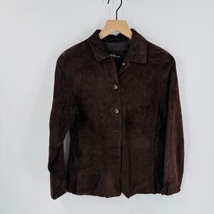 Valerie by Valerie Stephens Brown Suede Leather Shacket Shirt Jacket Size S